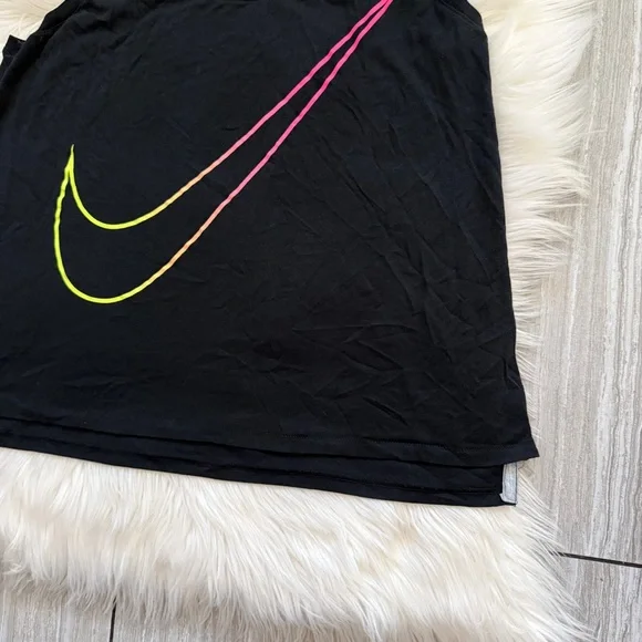 Nike Womens Black Racerback Tank Top Big Swoosh Prep Athletic Run Jog Size Large - Picture 4 of 9